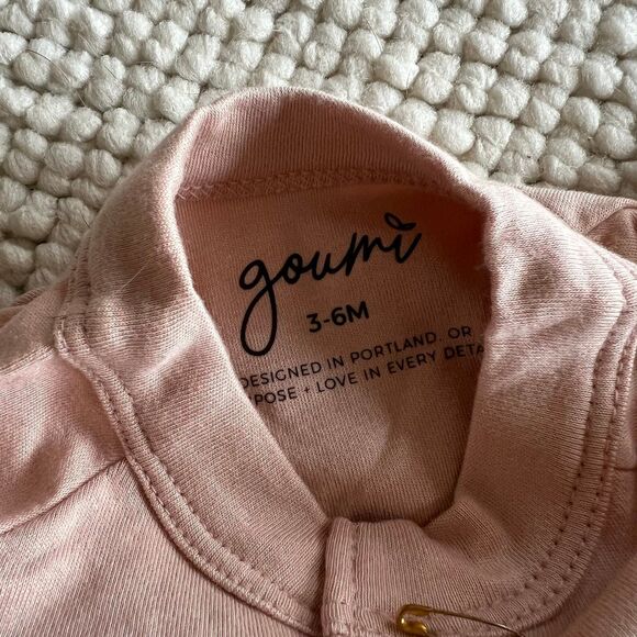 NWT Goumi Kids Rose Pink Baby Gown SZ 3-6 mo Snap Bamboo Baby Sleeper Organic - Picture 3 of 3